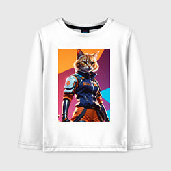 Лонгслив хлопковый детский Ультразверьки кошка, цвет: белый