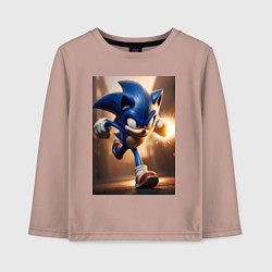 Лонгслив хлопковый детский Бегущий Соник, цвет: пыльно-розовый