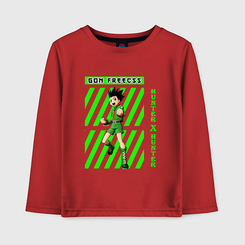 Детский лонгслив Хантер Гон полоска / Красный – фото 1