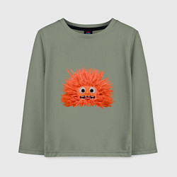 Лонгслив хлопковый детский Fluffy monster orange, цвет: авокадо