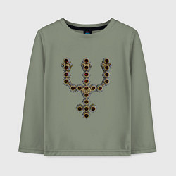 Лонгслив хлопковый детский Astrological symbol planet neptune metal antique, цвет: авокадо