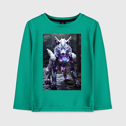 Детский лонгслив Киборг лиса с неоновой подсветкой