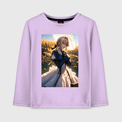 Детский лонгслив Вайолет Эвергарден на поле пшеницы