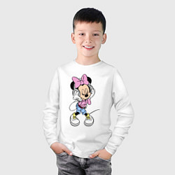 Лонгслив хлопковый детский Minnie Mouse in music, цвет: белый — фото 2