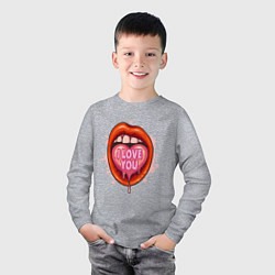 Лонгслив хлопковый детский I love you, цвет: меланж — фото 2