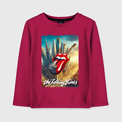 Лонгслив хлопковый детский Rolling Stones - logo-guitar, цвет: маджента