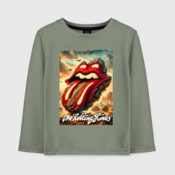 Лонгслив хлопковый детский Rolling Stones - logo transformation, цвет: авокадо