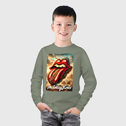 Лонгслив хлопковый детский Rolling Stones - logo transformation, цвет: авокадо — фото 2