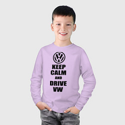 Лонгслив хлопковый детский Keep Calm & Drive VW, цвет: лаванда — фото 2