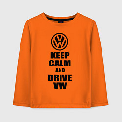 Лонгслив хлопковый детский Keep Calm & Drive VW, цвет: оранжевый