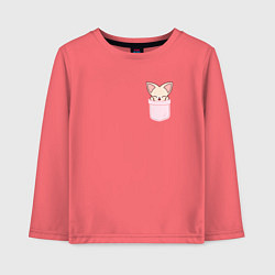 Лонгслив хлопковый детский FoxINy in pocket, цвет: коралловый