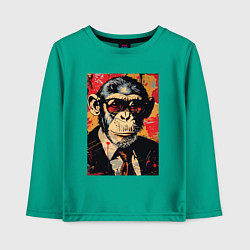 Лонгслив хлопковый детский Деловой шимпанзе в смокинге, цвет: зеленый