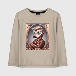 Лонгслив хлопковый детский Дональд Дак-Трамп на денежной купюре, цвет: миндальный