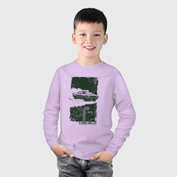 Лонгслив хлопковый детский Спорткар в гранж стиле, цвет: лаванда — фото 2