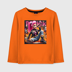 Лонгслив хлопковый детский Barbie singer - punks not dead, цвет: оранжевый