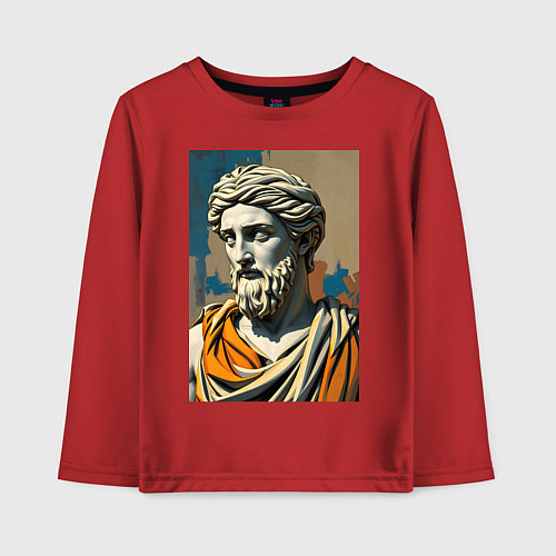 Детский лонгслив Античная статуя в теплых тонах / Красный – фото 1