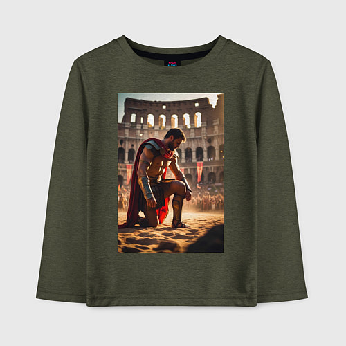 Детский лонгслив Спартак в Колизее / Меланж-хаки – фото 1