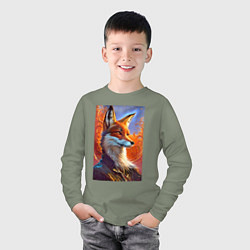 Лонгслив хлопковый детский Fox fashionista - ai art fantasy, цвет: авокадо — фото 2