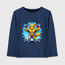 Лонгслив хлопковый детский Big Pikachu, цвет: тёмно-синий