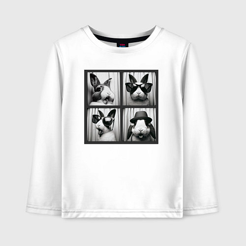 Детский лонгслив Кролик в фотобудке / Белый – фото 1