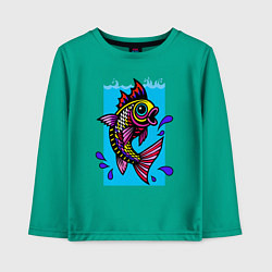 Лонгслив хлопковый детский Рыбка в воде, цвет: зеленый