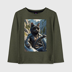 Детский лонгслив Кот за рулем кабролета