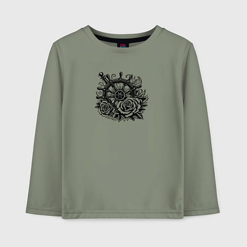 Детский лонгслив Штурвал и две розы / Авокадо – фото 1
