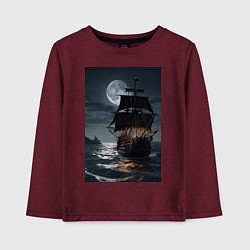 Детский лонгслив Пиратский корабль в шторм