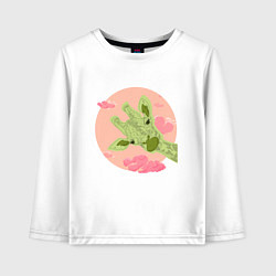Лонгслив хлопковый детский Жирафик и розовые облака, цвет: белый
