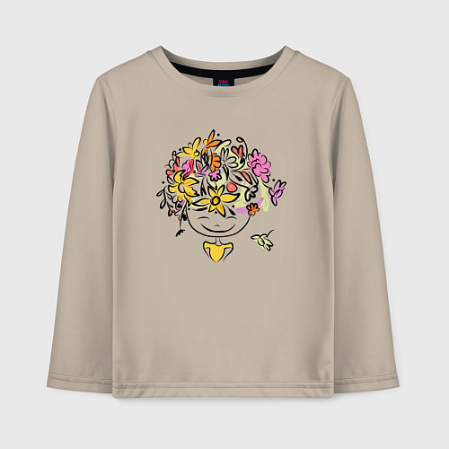 Детский лонгслив Весенняя девчонка / Миндальный – фото 1