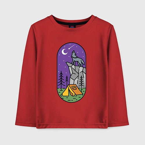 Детский лонгслив Волк и турист / Красный – фото 1
