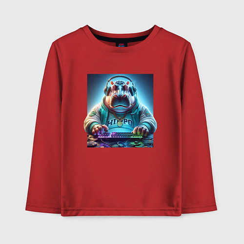 Детский лонгслив Hippo - esports player / Красный – фото 1