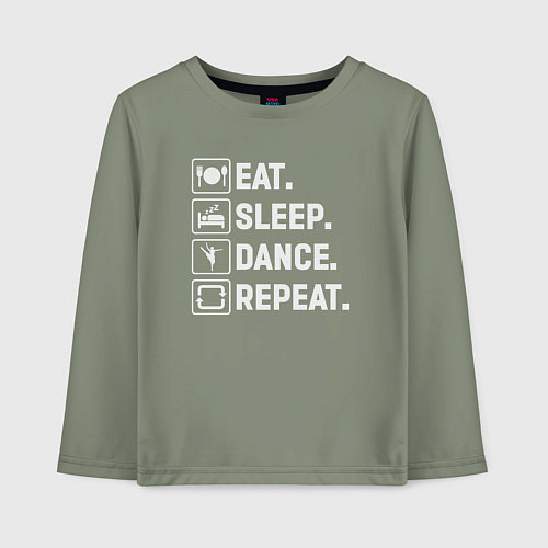 Детский лонгслив Есть спать танцевать повторять / Авокадо – фото 1