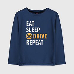 Лонгслив хлопковый детский Eat sleep drive, цвет: тёмно-синий