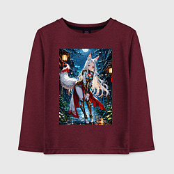 Детский лонгслив Белоснежная лиса лунной ночью