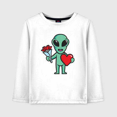 Детский лонгслив Влюблённый инопланетянин / Белый – фото 1