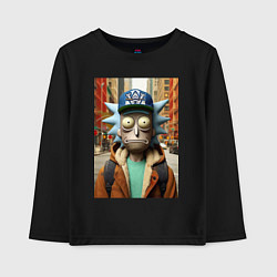 Лонгслив хлопковый детский Рик Санчес в Нью-Йорке - нейроарт, цвет: черный