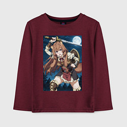 Лонгслив хлопковый детский Рафталия сражается в ночи, цвет: меланж-бордовый