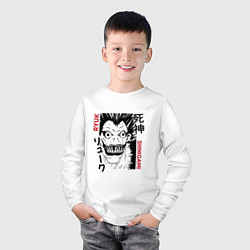 Лонгслив хлопковый детский Тетрадь смерти Ryuk Shinigami, цвет: белый — фото 2