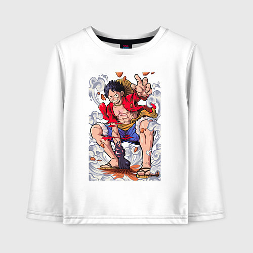 Детский лонгслив One piece Луффи / Белый – фото 1