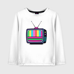 Лонгслив хлопковый детский Старый телевизор, цвет: белый
