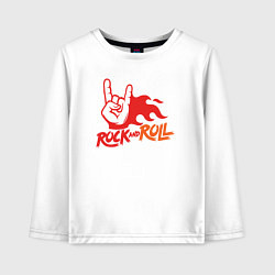 Лонгслив хлопковый детский Rock and roll fire, цвет: белый