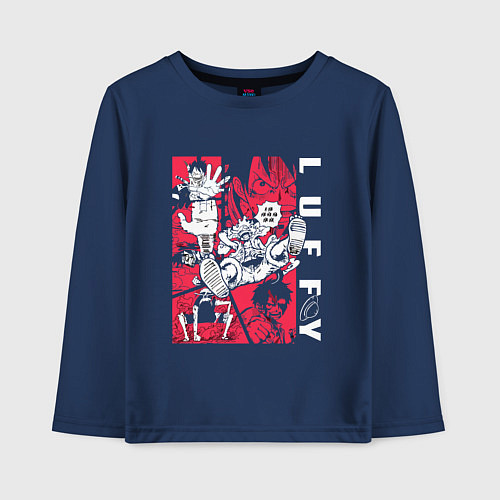 Детский лонгслив Ванпис Монки Луффи / Тёмно-синий – фото 1