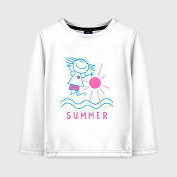 Лонгслив хлопковый детский Веселое лето, цвет: белый