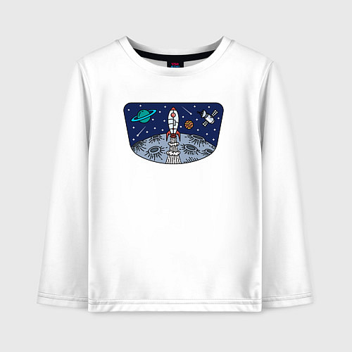 Детский лонгслив Space travel / Белый – фото 1
