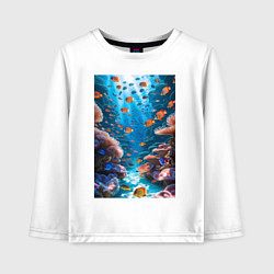 Детский лонгслив Подводный коралловый риф с рыбками