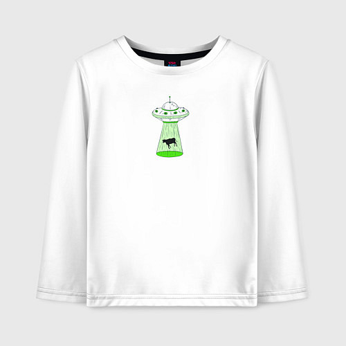 Детский лонгслив To the Moon - корова и НЛО / Белый – фото 1