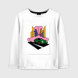 Лонгслив хлопковый детский Автомобиль в комикс-городе, цвет: белый