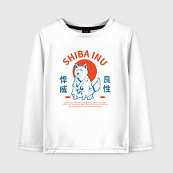 Лонгслив хлопковый детский Сиба ину , Японский стиль, цвет: белый