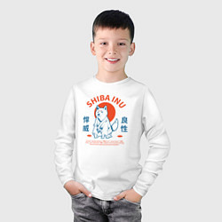 Лонгслив хлопковый детский Сиба ину , Японский стиль, цвет: белый — фото 2